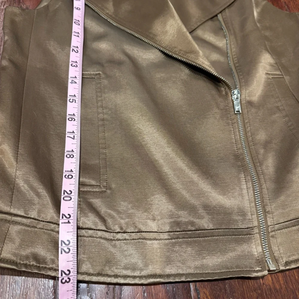 Massimo Dutti Sateen Moto Vest with Silver Asymmetrical Zipper - Picture 4 of 12